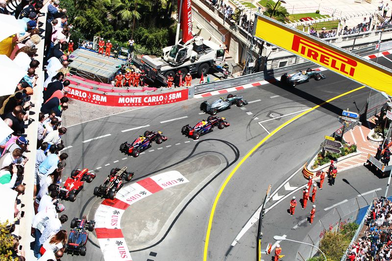 Racing cars at the Monaco Grand Prix circuit