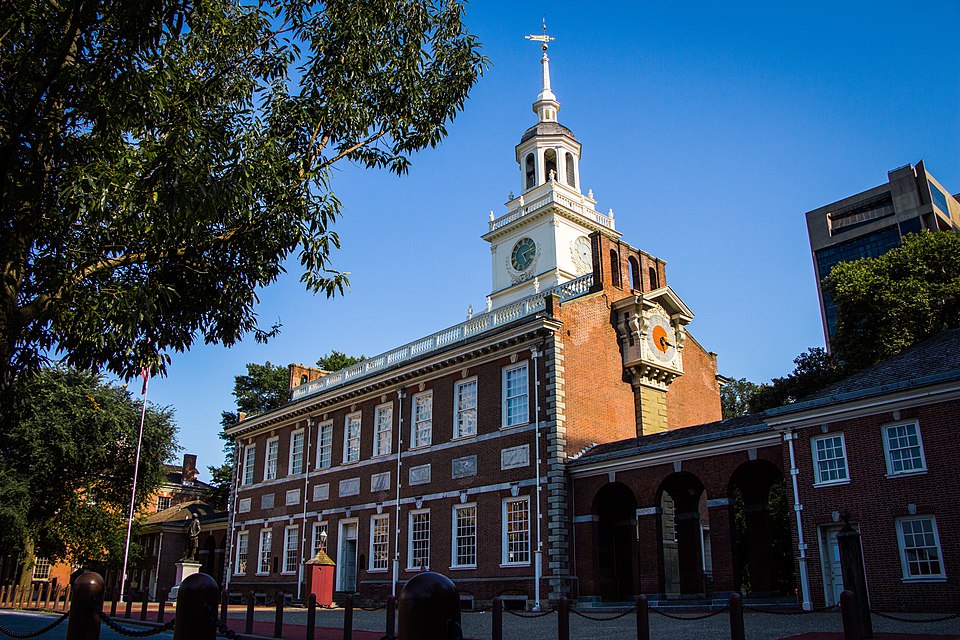 Independence Hall exterior in Philadelphia, birthplace of American democracy