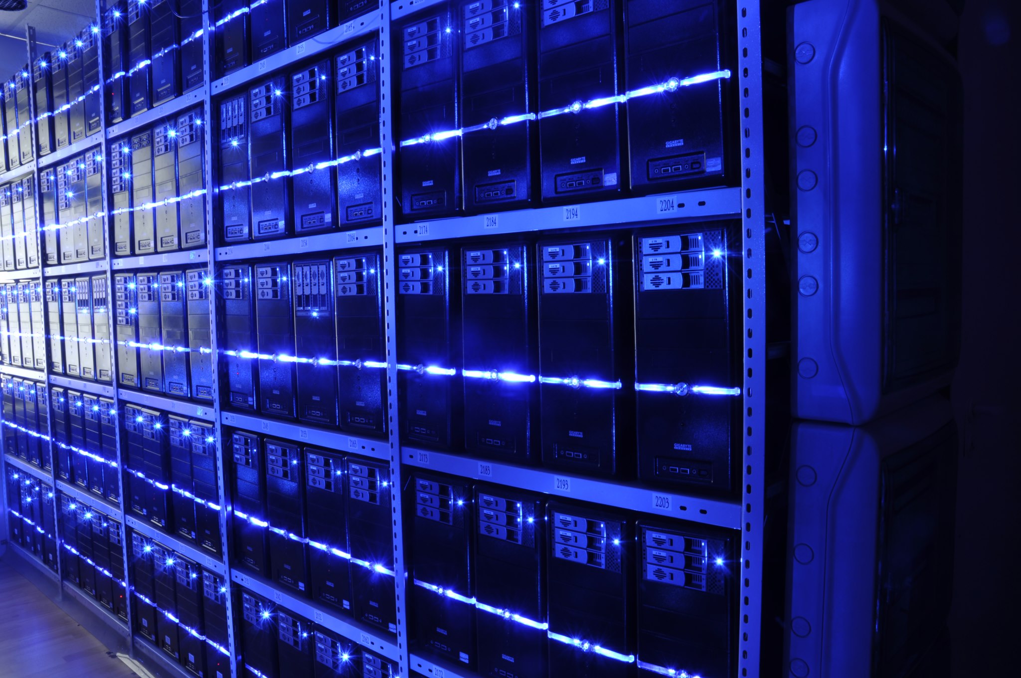Data center with server racks