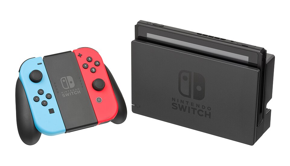 Nintendo Switch console docked with Joy-Cons