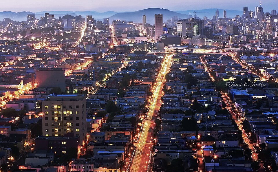 San Francisco city skyline at night