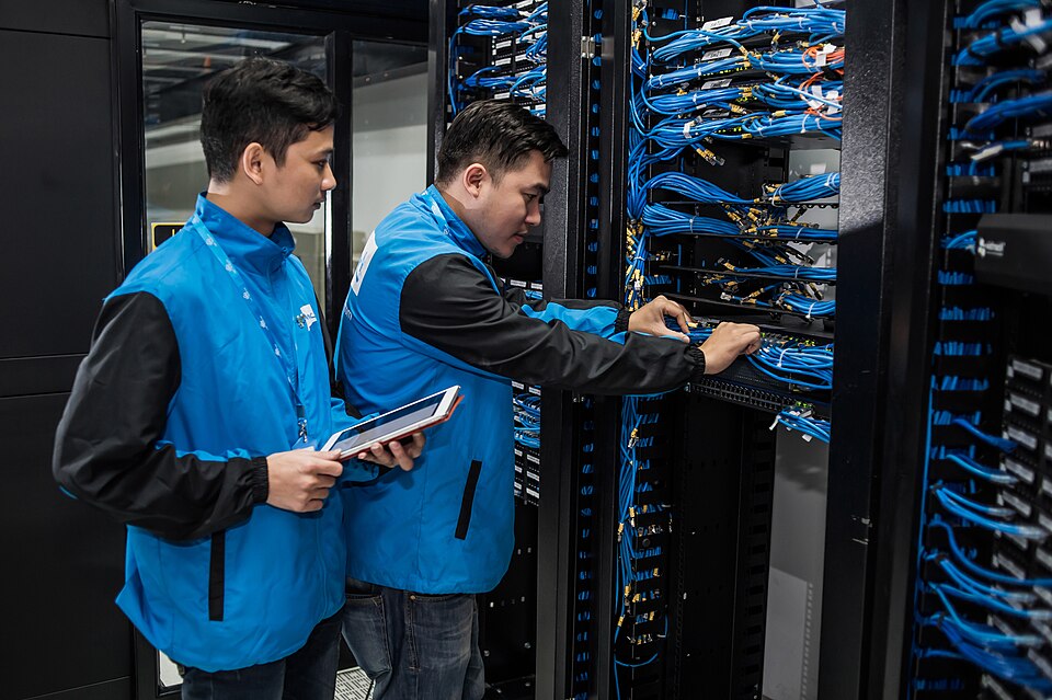 Network infrastructure and server equipment in a modern facility