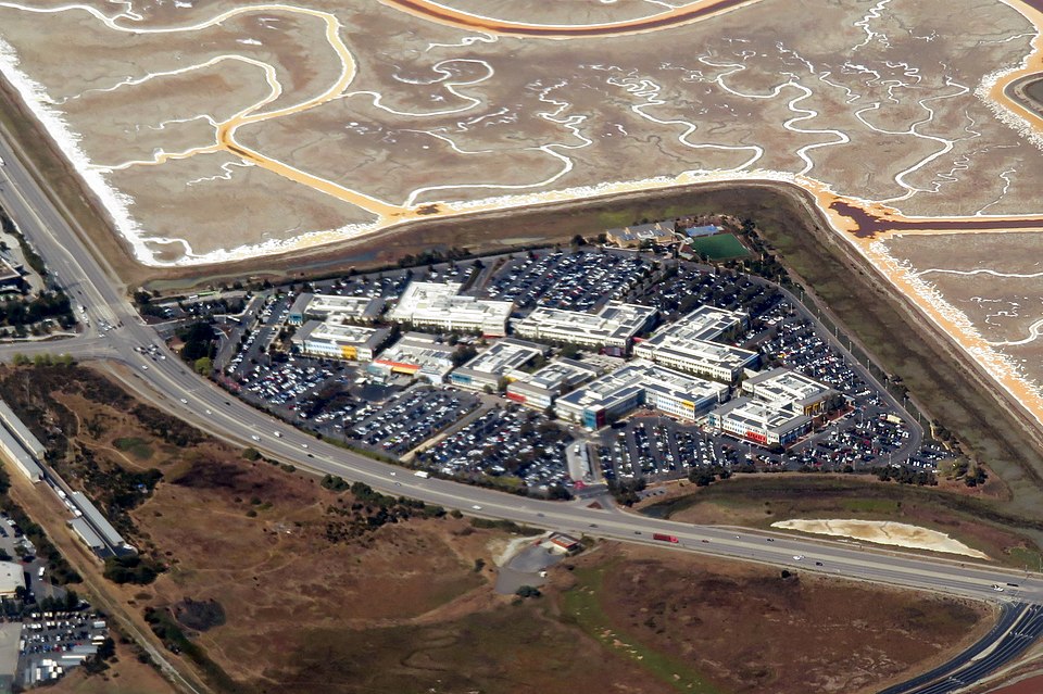 Aerial view of Meta (Facebook) campus in Menlo Park, California
