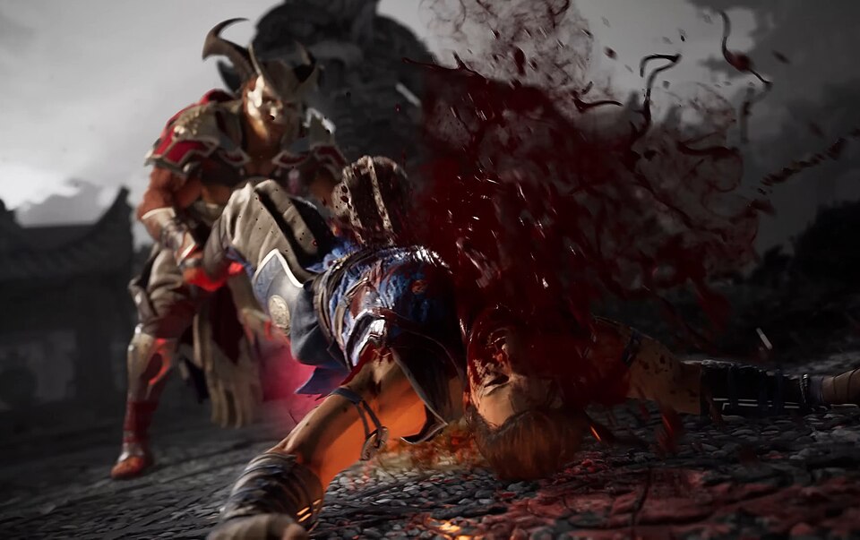 Mortal Kombat game screenshot showing a Fatality finishing move