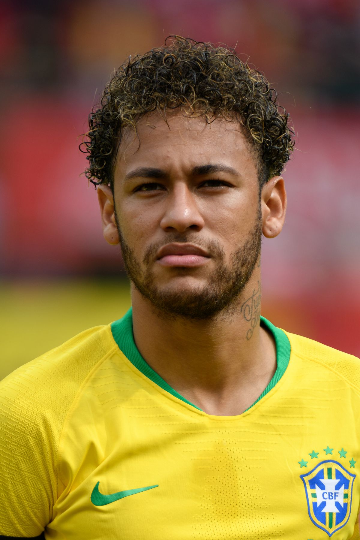 Neymar in action during Austria vs Brazil friendly match in 2018