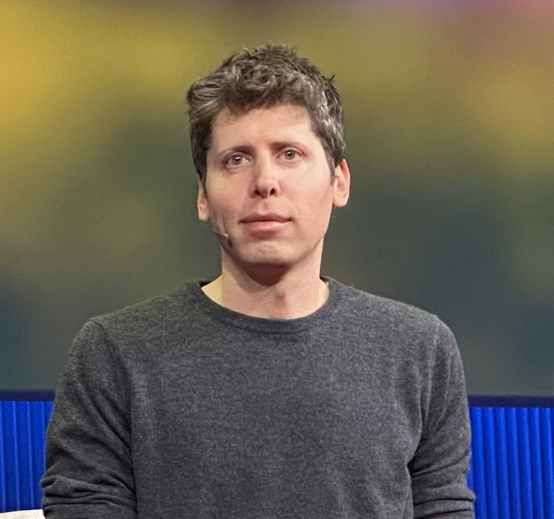 Sam Altman speaking at TED conference about AI