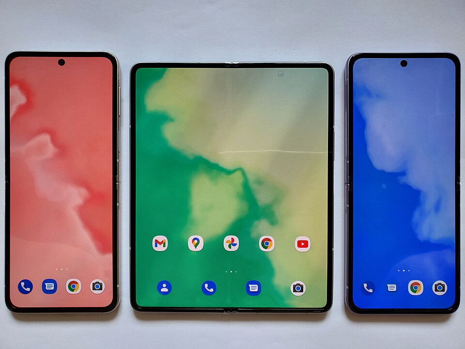Samsung Galaxy Z series phones on display