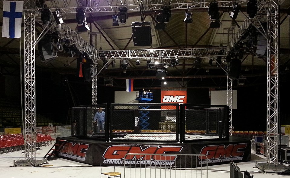 MMA octagonal fighting cage ready for competition