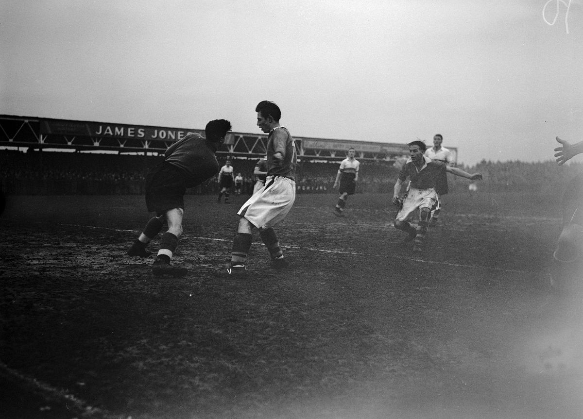 Historic Wrexham football match scene
