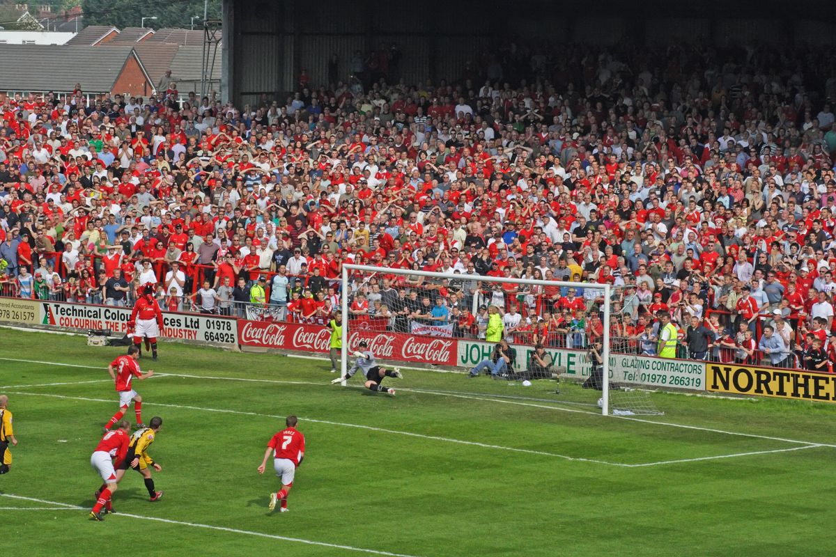 Wrexham AFC football action on the pitch